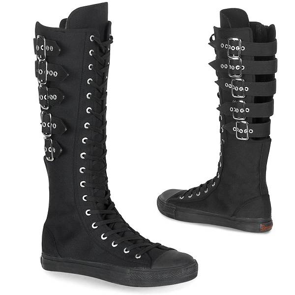 Demonia Men's Deviant-310 Knee High Sneakers - Black Canvas D3758-41US Clearance
